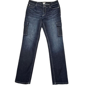 J Jill Cargo Stretch Jeans Womens 8 PETITE (30x29.5) Dark Wash Straight Leg